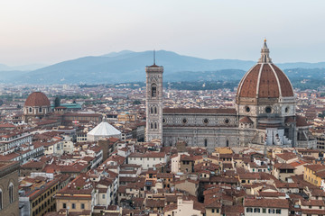 Fototapeta na wymiar Aerial view of Cathedral of Santa Maria del Fiore in Florence