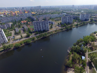 Fototapeta na wymiar Panoramic view of Kiev at spring (drone image).