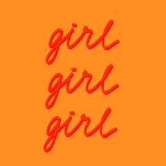 Vector lettering. Red letters on orange background. Hand drawn 