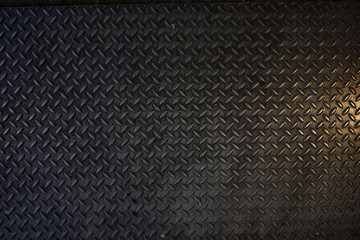 Seamless Metal Floor Plate With Diamond Pattern.Black metal background or black steel surface