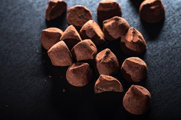 truffle candy on a dark background