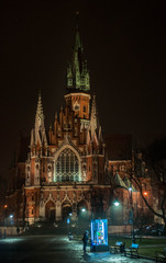 Fototapeta na wymiar church poland krakow at night