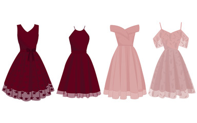 Illustrations Vectors Graphic of Dresses for Charming Red and Pink Parties
