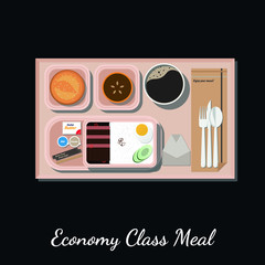 Vector Illustration of Economy Class Flight Meal