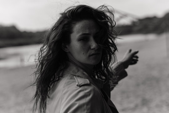 Close up portrait of the thougfull woman