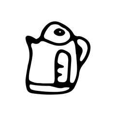 Hand drawn teapot illustration in vector on white background. Doodle teapot illustration.