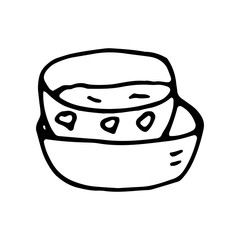 Bowl of soup hand drawn outline doodle icon. Hot soup in bowl vector sketch illustration for print, web, mobile and infographics isolated on white background.