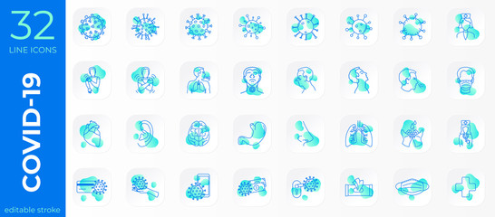 A set of linear icons in the neomorphism style