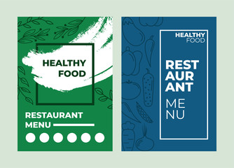 Set of restaurant menu, brochure, flyer design templates in A4 size. Vector illustrations for food and drink marketing material, ads, natural products presentation templates, cover design.