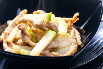 poultry meat with cooked kohlrabi