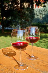 Two Glasses of Fresh Red Wine for Celebration
