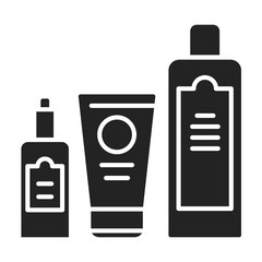 Cosmetic products glyph black icon Beauty industry. Pictogram for web page, mobile app, promo. 