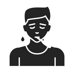High fever black glyph icon. Flu, allergy symptom. Pictogram for web page, mobile app, promo. 