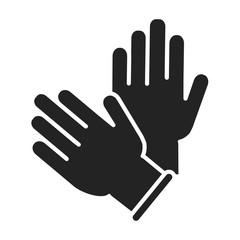 Rubber cleaning gloves black glyph icon. Hand protection against pollution. Pictogram for web page, mobile app, promo. UI UX GUI design element. 