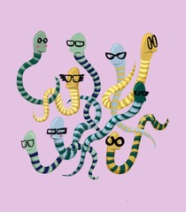 Schlaue Schlangen mit Brillen