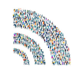 Wi-Fi symbol made of many little people. Sign and symbol collection 
