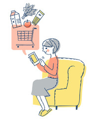 オンラインショッピングをする女性