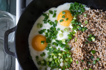 fried egg in a frying pan