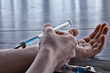 vaccination self-injection, panic pandemic coronavirus, injection syringe, self-isolation