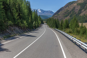 Summer in Altai Russia, road to Altai Mountains, Beautiful summer viewof Altai mountains.