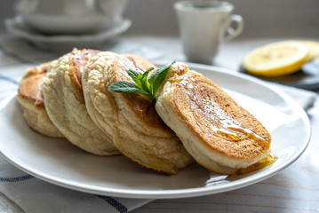 Homemade japanese fluffy souffle pancakes