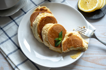 Homemade japanese fluffy souffle pancakes