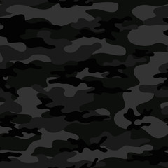 
Black military camouflage seamless pattern. Ornament. Vector background