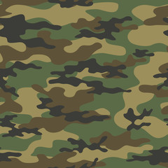 Fototapeta premium Army camouflage pattern seamless forest background vector illustration.