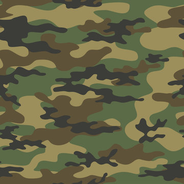 
Army camouflage pattern seamless forest background vector illustration.