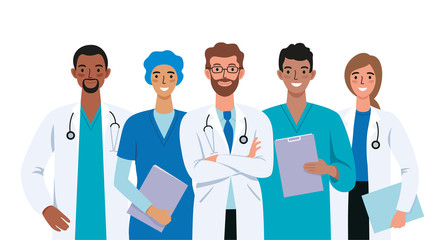 Set of doctors and nurses illustration