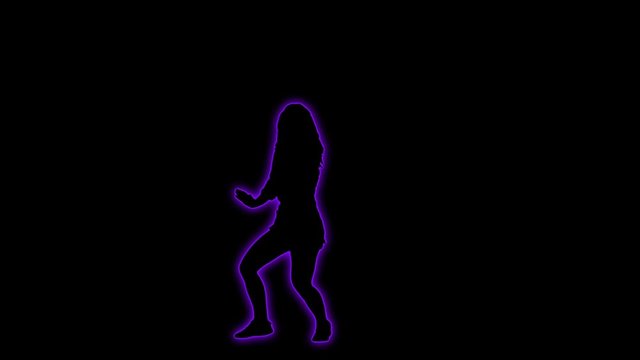 Disco Dancing Neon Silhouette