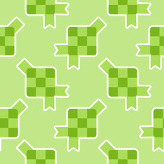 rice dumpling or ketupat icon in flat design isolated on green background. eid mubarak vector illustration. 