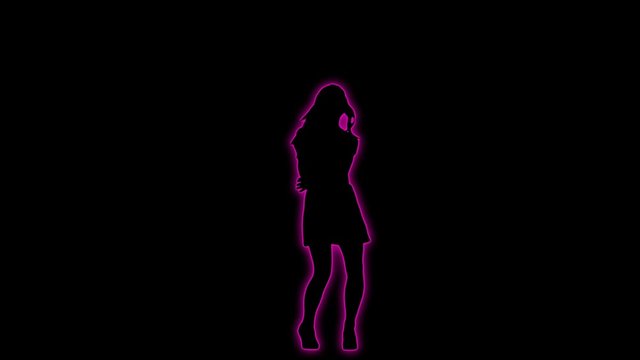 Sexy Dancing Girl Neon Silhouette