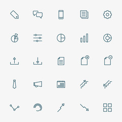 25 business and graph line icons