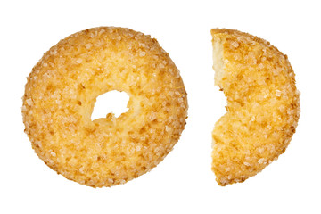 Butter cookies isolated on a white background, top view
