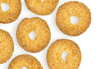 Butter cookies isolated on a white background, top view