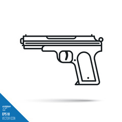 Handgun vector line icon