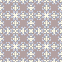 Seamless pattern retro, vintage. Chocolate color, blue and pale yellow. Pastel colors. Vector.
