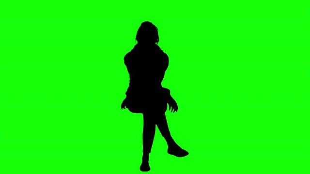 Waiting Woman Sitting on a Chair Green Screen Silhouette