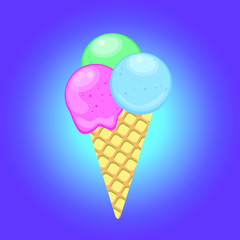 ice cream cone on a blue background vector illustration