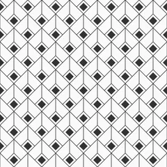 Behang Abstracte ruiten naadloze patroon. Herhalende etnische sieraad. Art Deco-stijl. Oude mozaïek. Digitaal papier, web, textielprint, pakket. Vector zwart-wit achtergrond. © Andrey