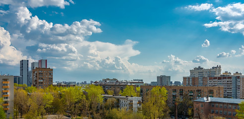 Cityscape on a sunny spring day.