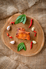 Chicken thigh Steak Spicy with ingredient