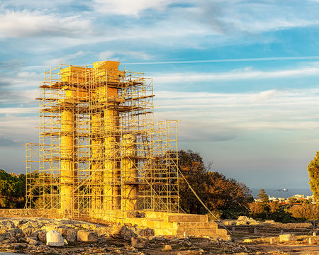 Acropolis of Rhodes in Bright Sunshine