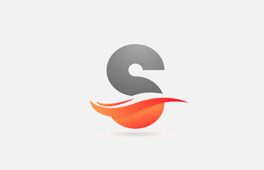 orange grey S alphabet letter logo icon for business and company with swoosh design