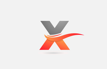 orange grey X alphabet letter logo icon for business and company with swoosh design