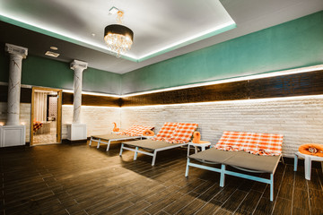 Loungers in spa room