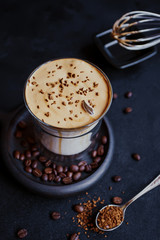 Dalgona Coffee, a trendy cool fluffy creamy whipped coffee.