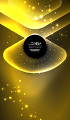 Glowing neon shiny transparent abstract geometric shapes with light effects. Techno futuristic vector abstract background For Wallpaper, Banner, Background, Card, Book Illustration, landing page