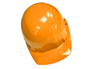 Orange construction helmet isolated on white background